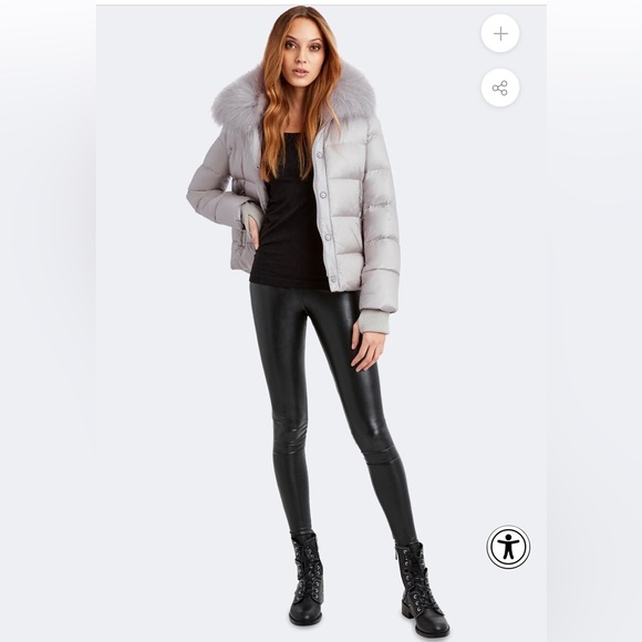 Brand New w tags Dawn Levy Ice beige( gray) Vera down jacket w fox fur collar!XL - Picture 4 of 5